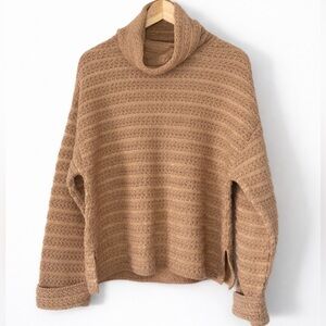 Marc Cain Wool Cashmere Gold Stripe Turtleneck Sweater N2 6US knitted in Germany